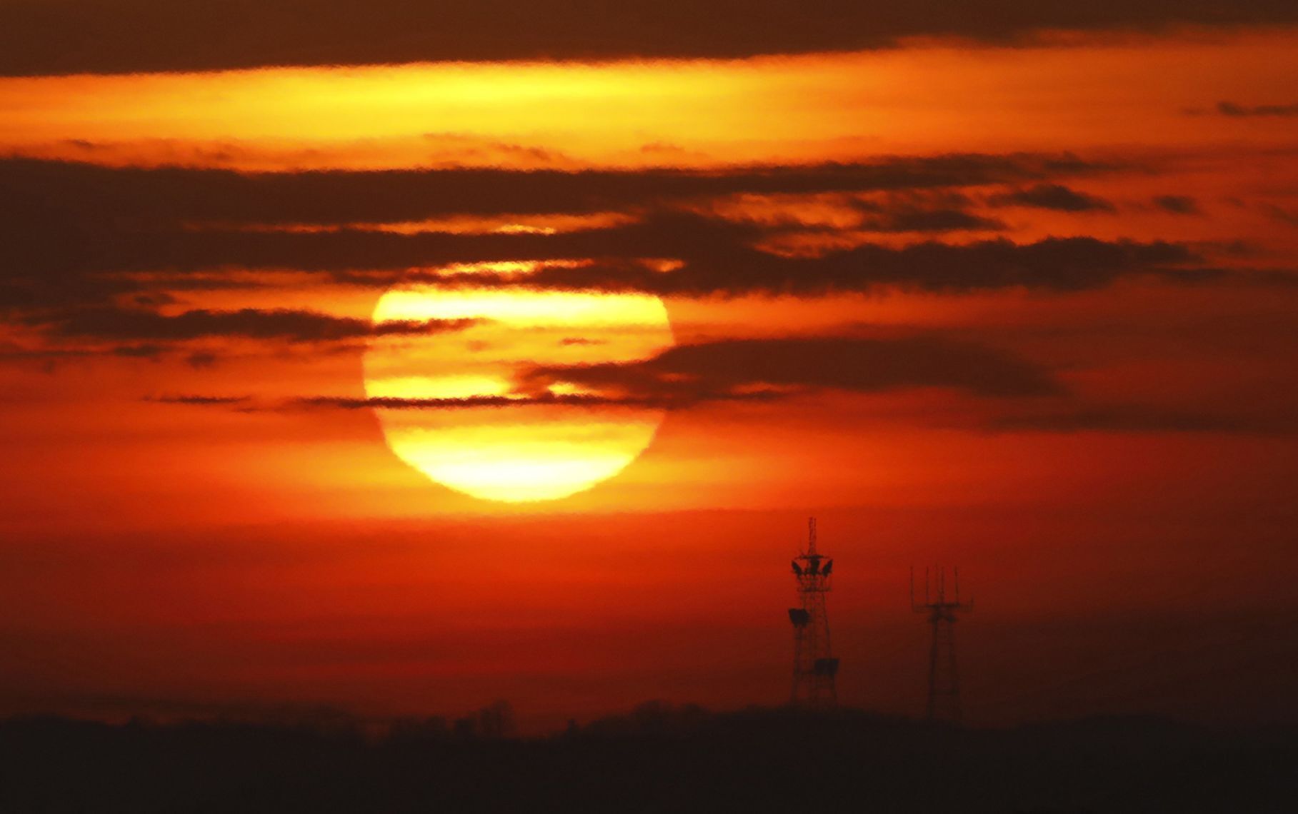 Red dawn over the valley